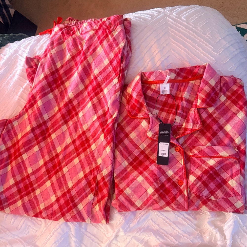 Fashion Nova Plaid Pajamas in Red and Pink